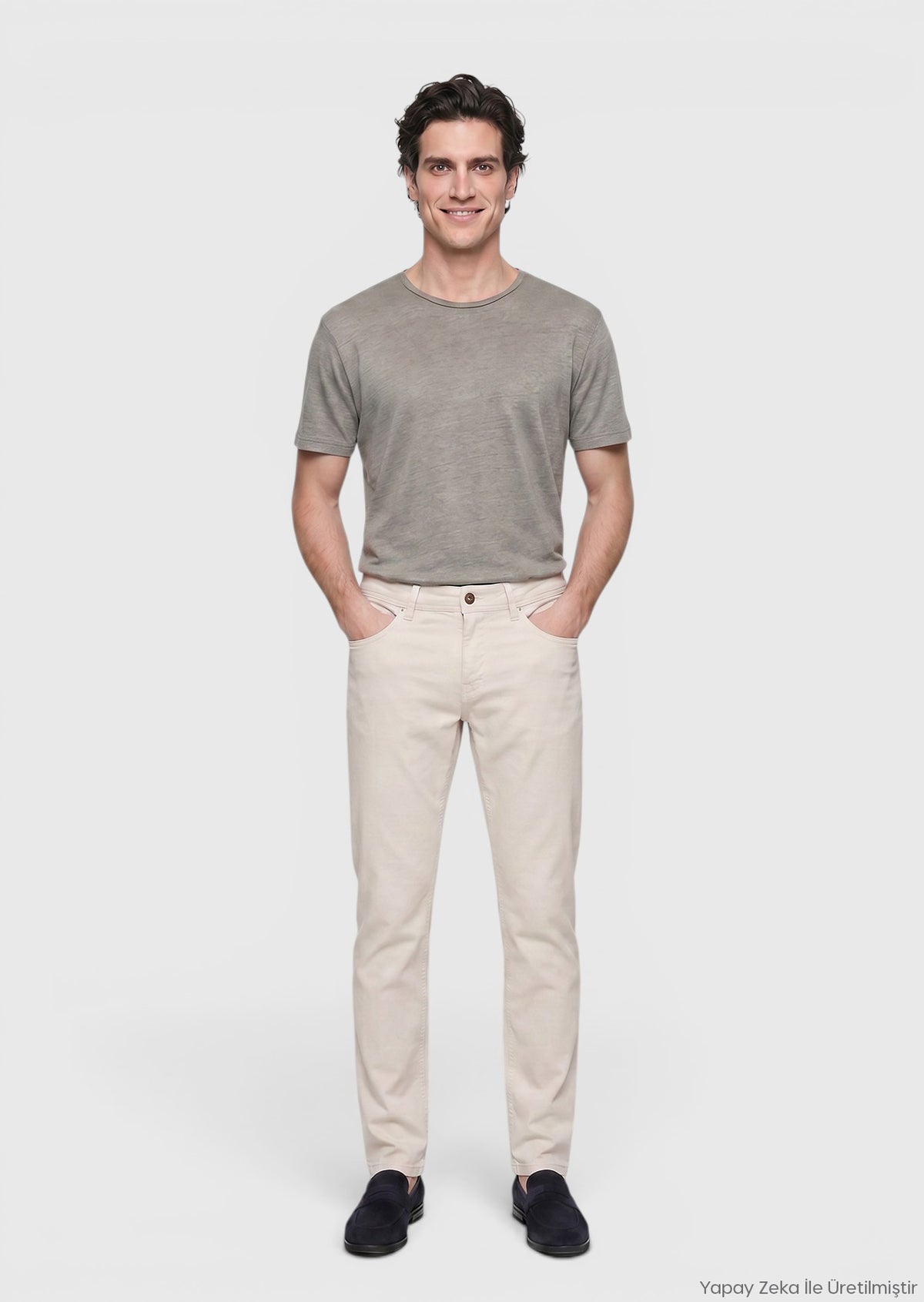 Taş Düz Dokuma Slim Fit Casual Pamuk Karışımlı Pantolon