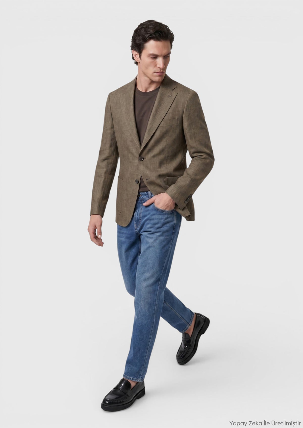Haki Shirt Shoulder Slim Fit %100 Keten Ceket