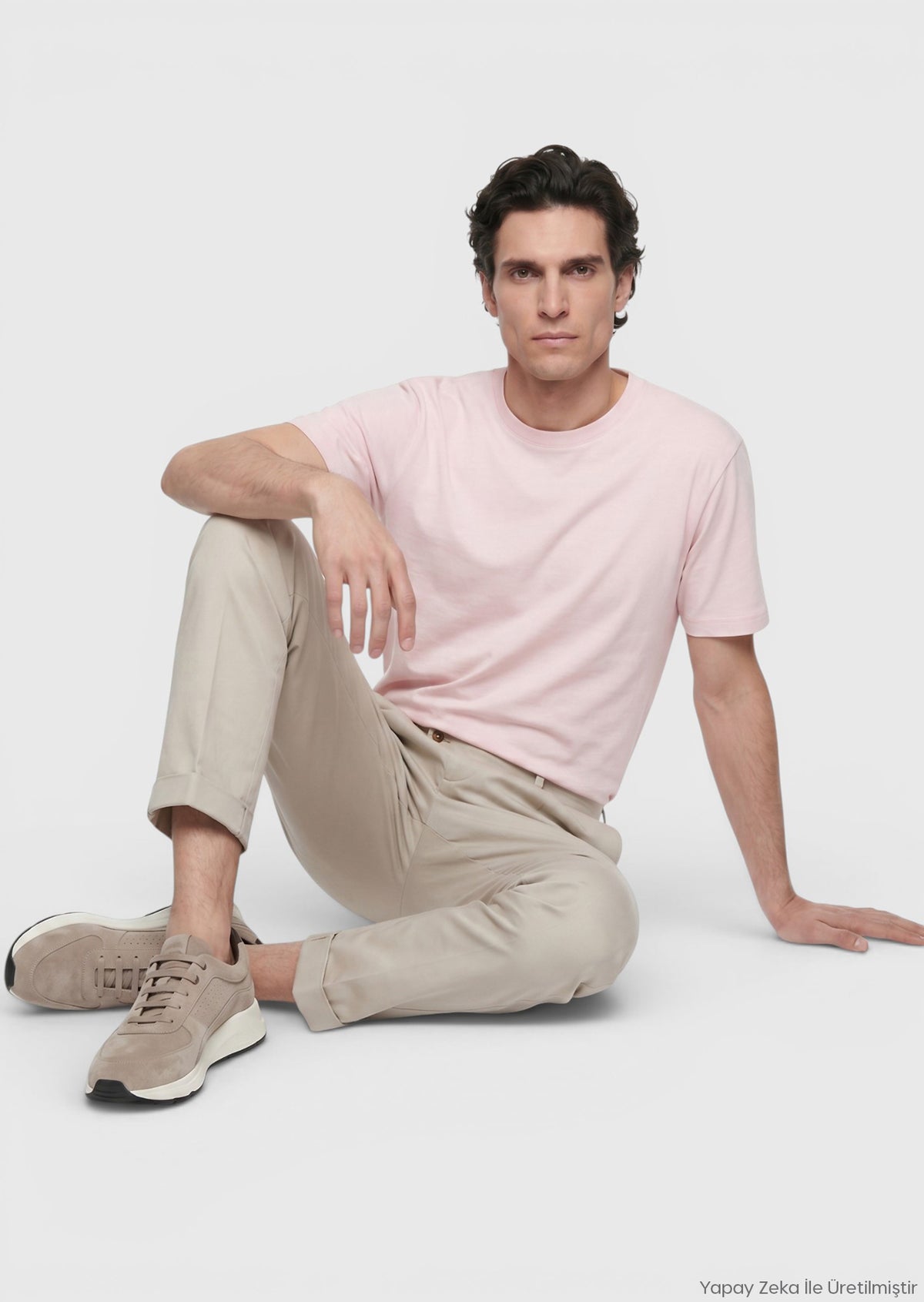 Açık Pembe Düz Bisiklet Yaka %100 Pamuk T-Shirt