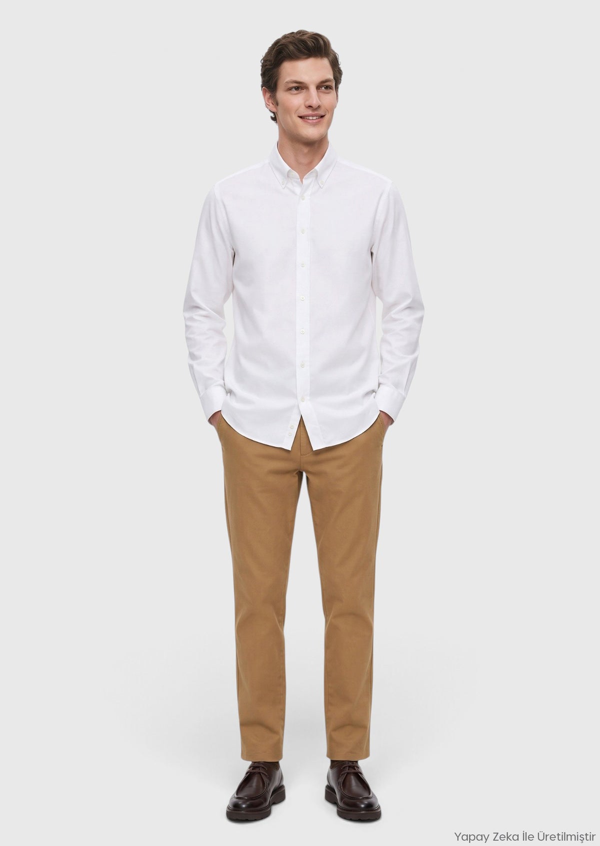 Beyaz Düz Regular Fit Uzun Kumaş Casual Gömlek