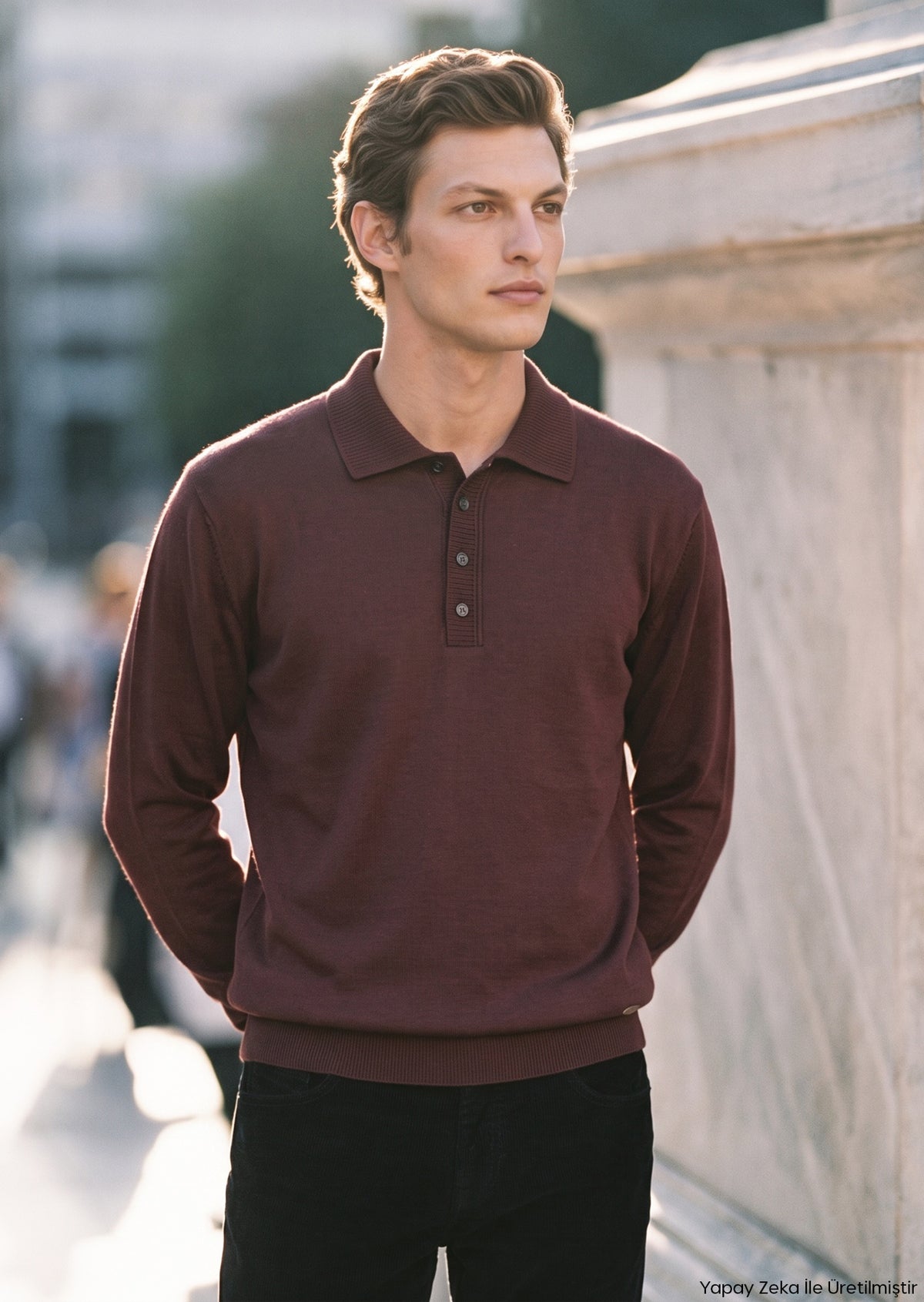 Bordo Düz Sweatshirt