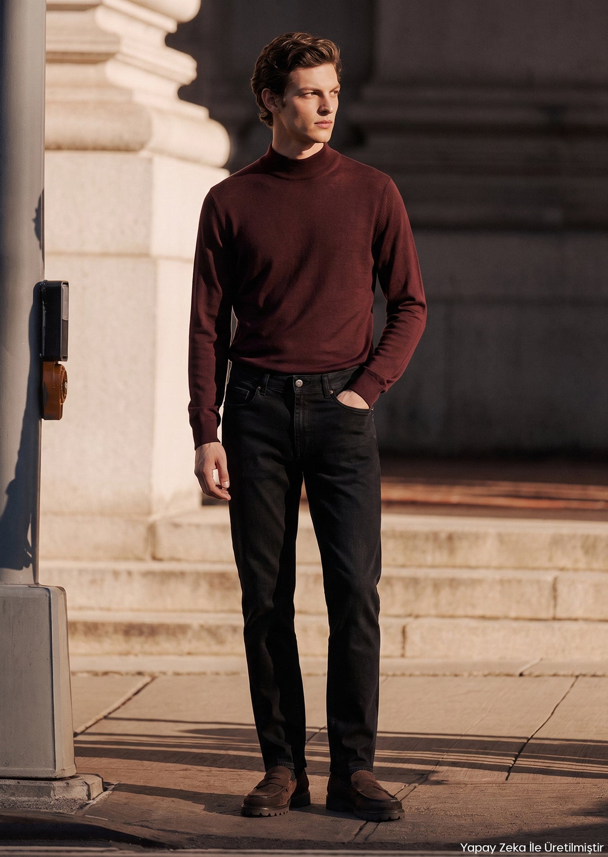 Antrasit Düz Regular Fit Denim Pamuk Karışımlı Pantolon