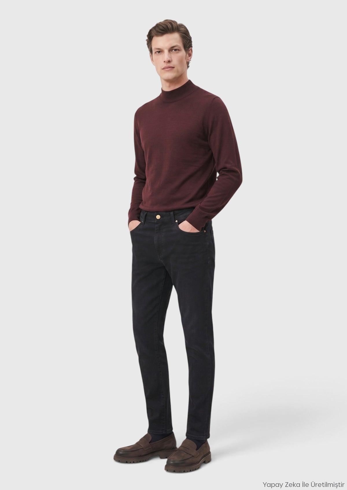 Antrasit Düz Regular Fit Denim Pamuk Karışımlı Pantolon
