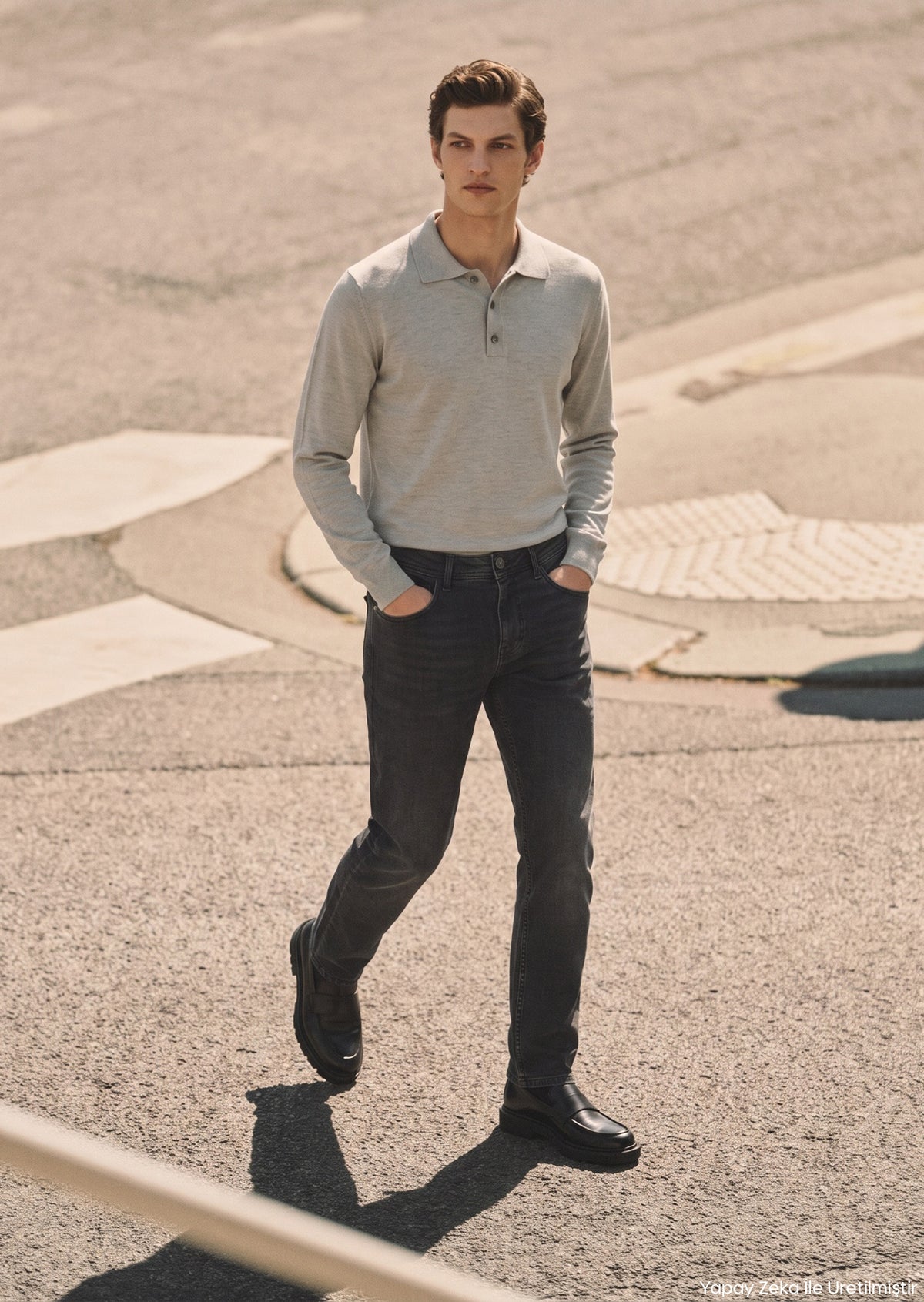 Siyah Regular Fit Denim Pamuk Karışımlı Pantolon
