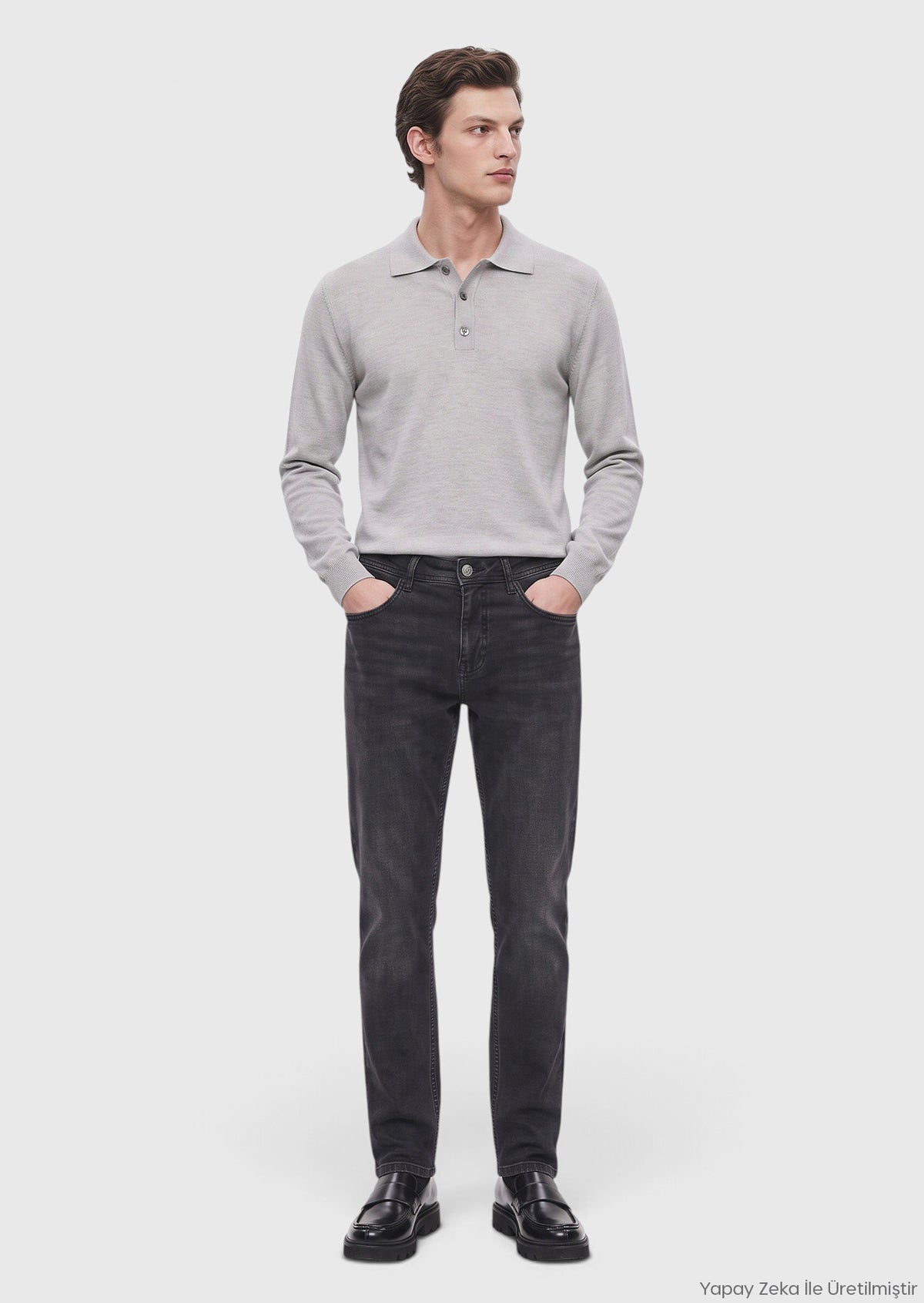 Siyah Regular Fit Denim Pamuk Karışımlı Pantolon