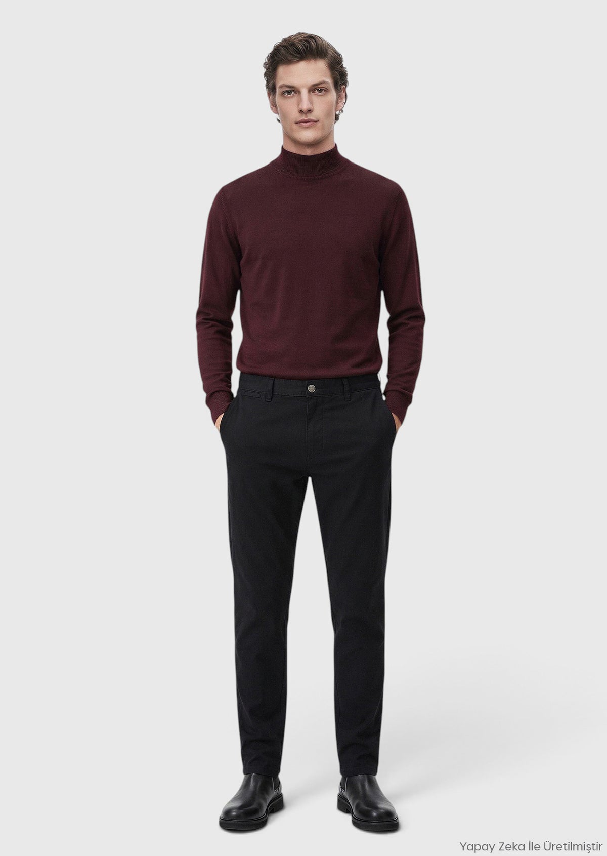 Antrasit Düz Dokuma Slim Fit Casual Pamuk Karışımlı Pantolon