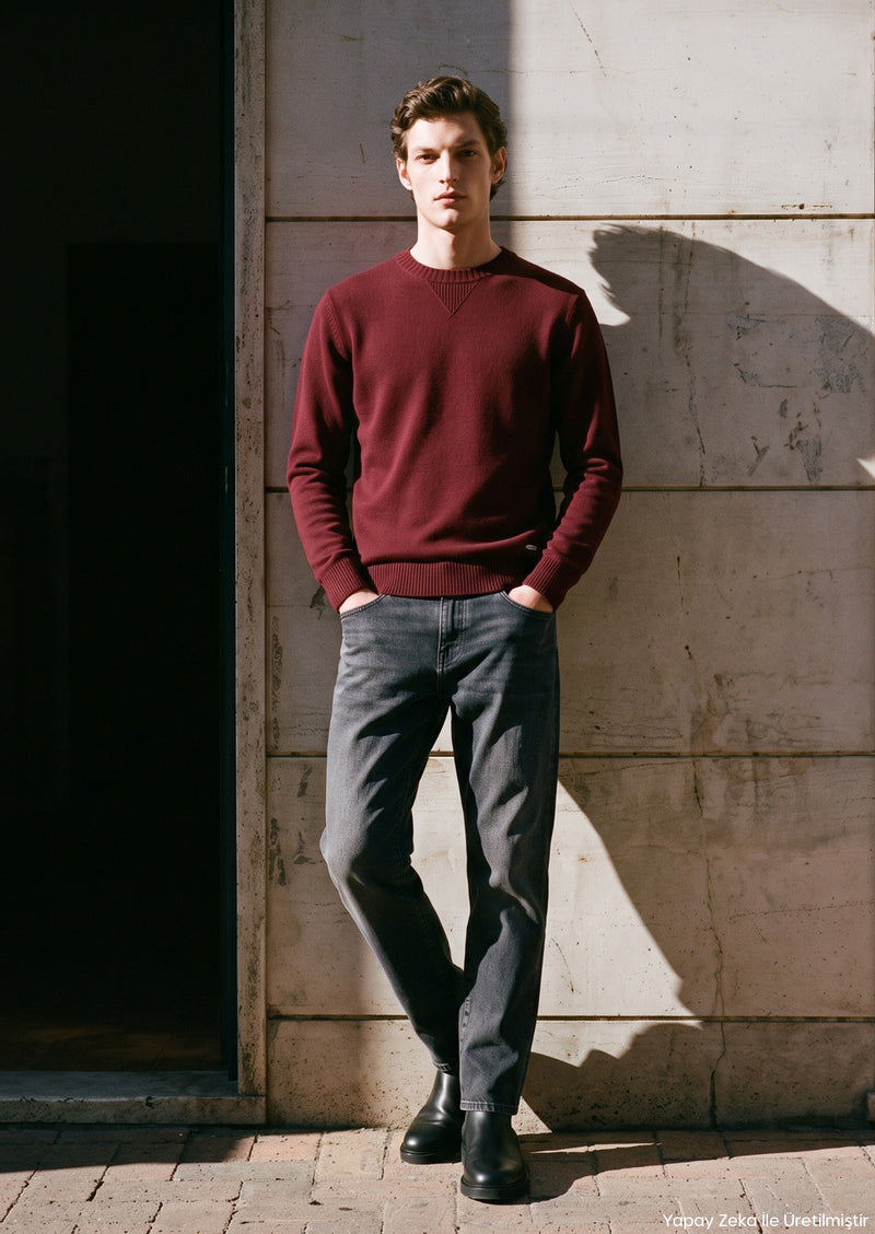 Koyu İndigo Regular Fit Denim Pamuk Karışımlı Pantolon