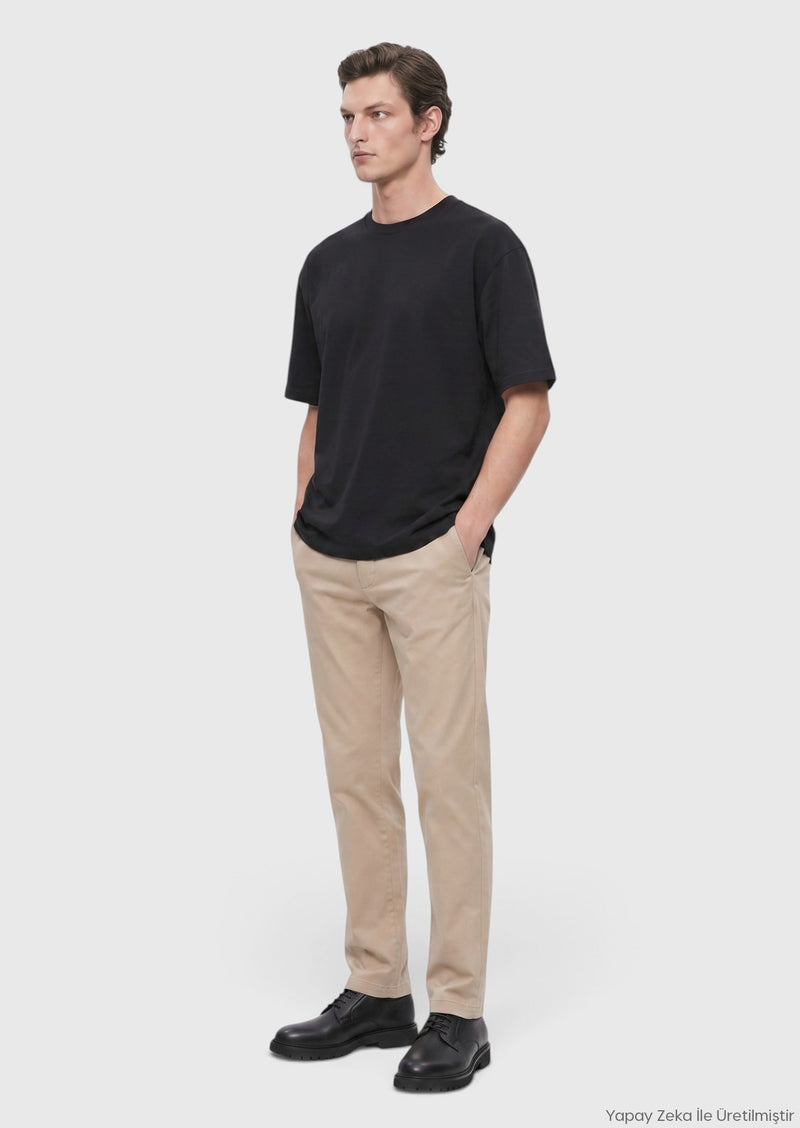 Siyah Düz %100 Pamuk T-Shirt