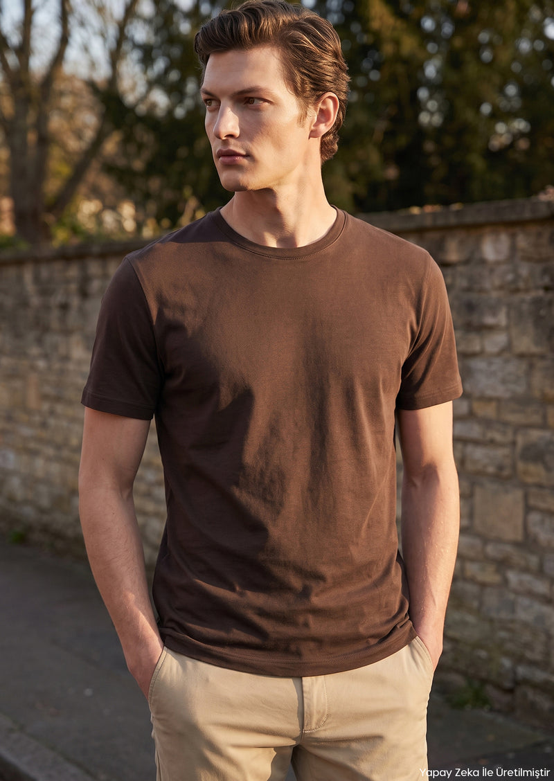 Mürdüm Düz %100 Pamuk T-Shirt