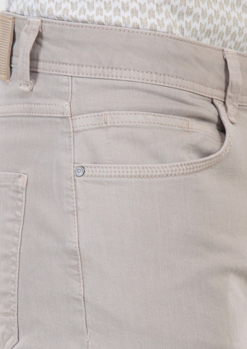 Bej Düz Dokuma Slim Fit Casual Pamuk Karışımlı Pantolon