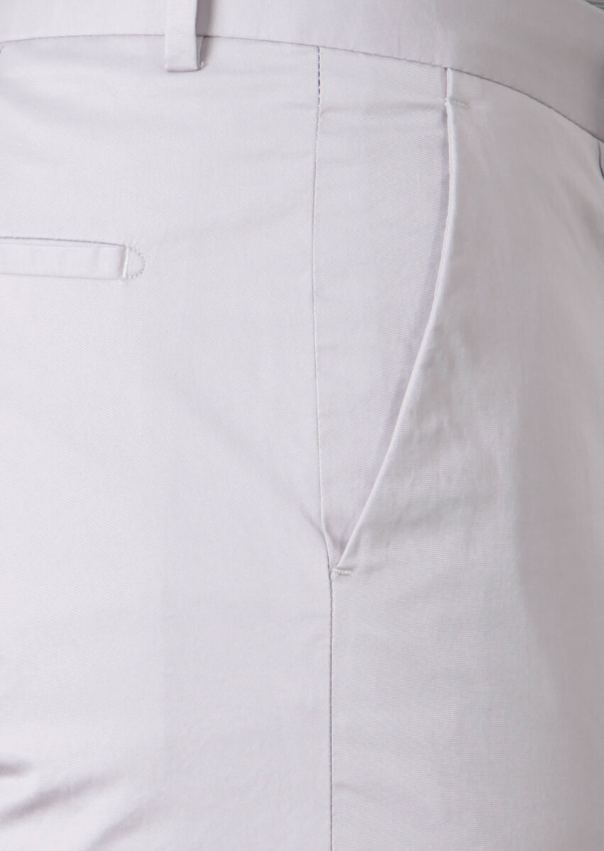 Gri Düz Kumaş Modern Fit Klasik Pamuk Karışımlı Pantolon