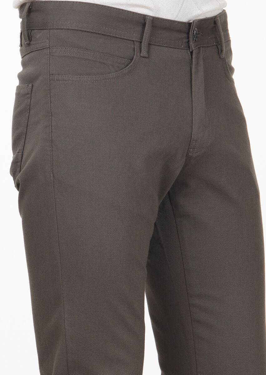 Yeşil Düz Dokuma Slim Fit Casual Pamuk Karışımlı Pantolon