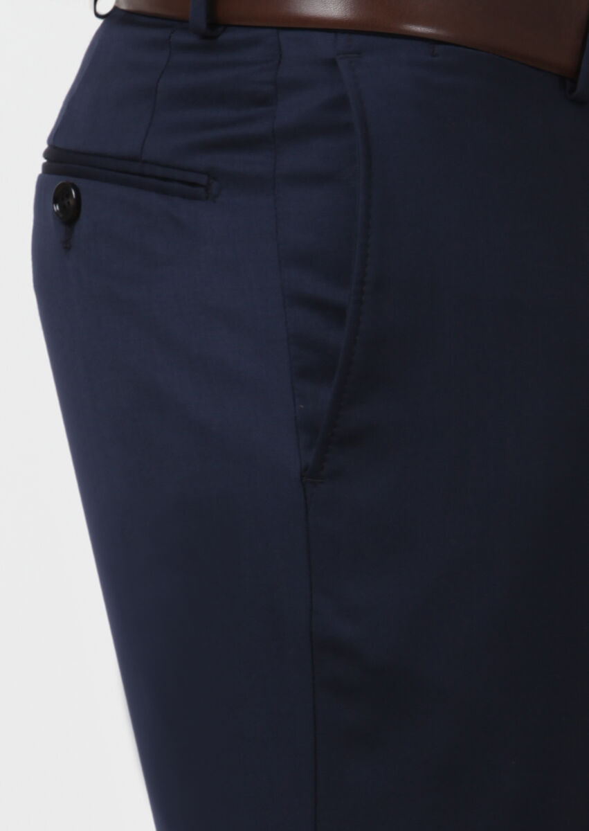 Saks Düz Kumaş Regular Fit Klasik %100 Yün Pantolon