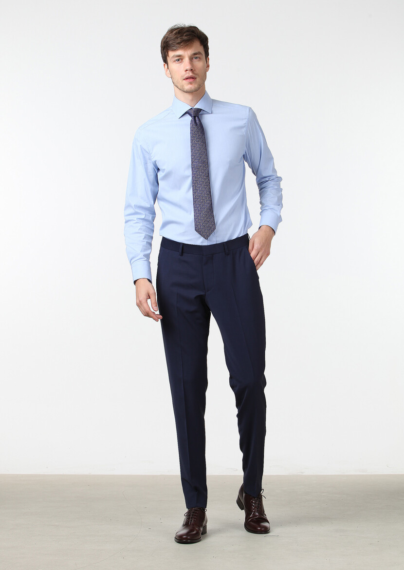 Saks Düz Kumaş Fashion Slim Fit Klasik Yün Karışımlı Pantolon - Thumbnail