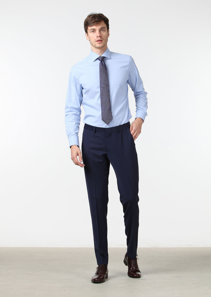Saks Düz Kumaş Fashion Slim Fit Klasik Yün Karışımlı Pantolon