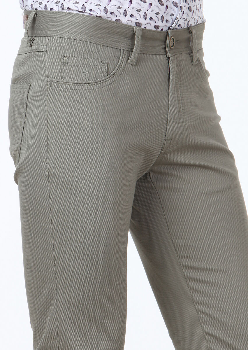 Açık Yeşil Dokuma Slim Fit Casual Pamuk Karışımlı Pantolon