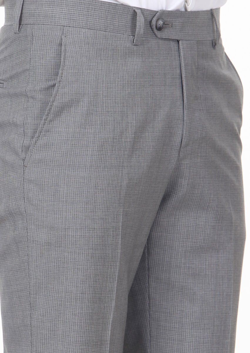 Gri Kumaş Modern Fit Klasik %100 Yün Pantolon