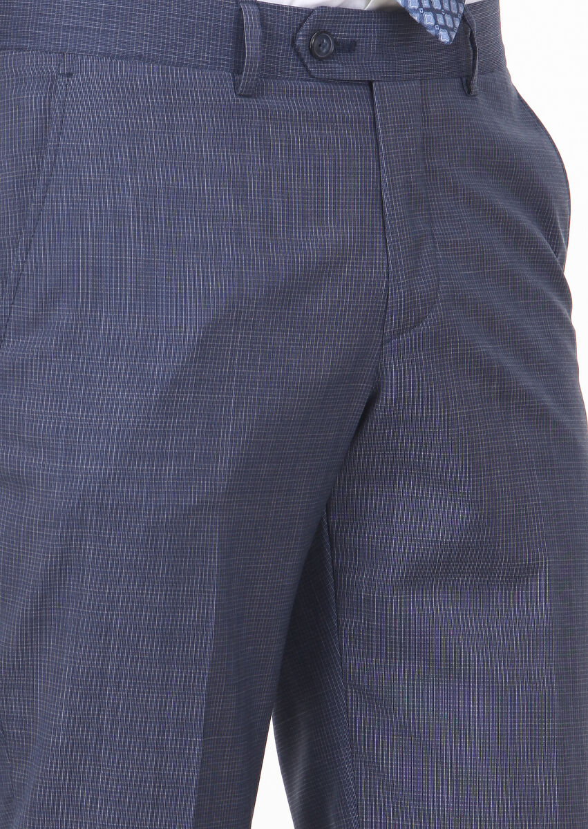 Lacivert Kumaş Modern Fit Klasik %100 Yün Pantolon