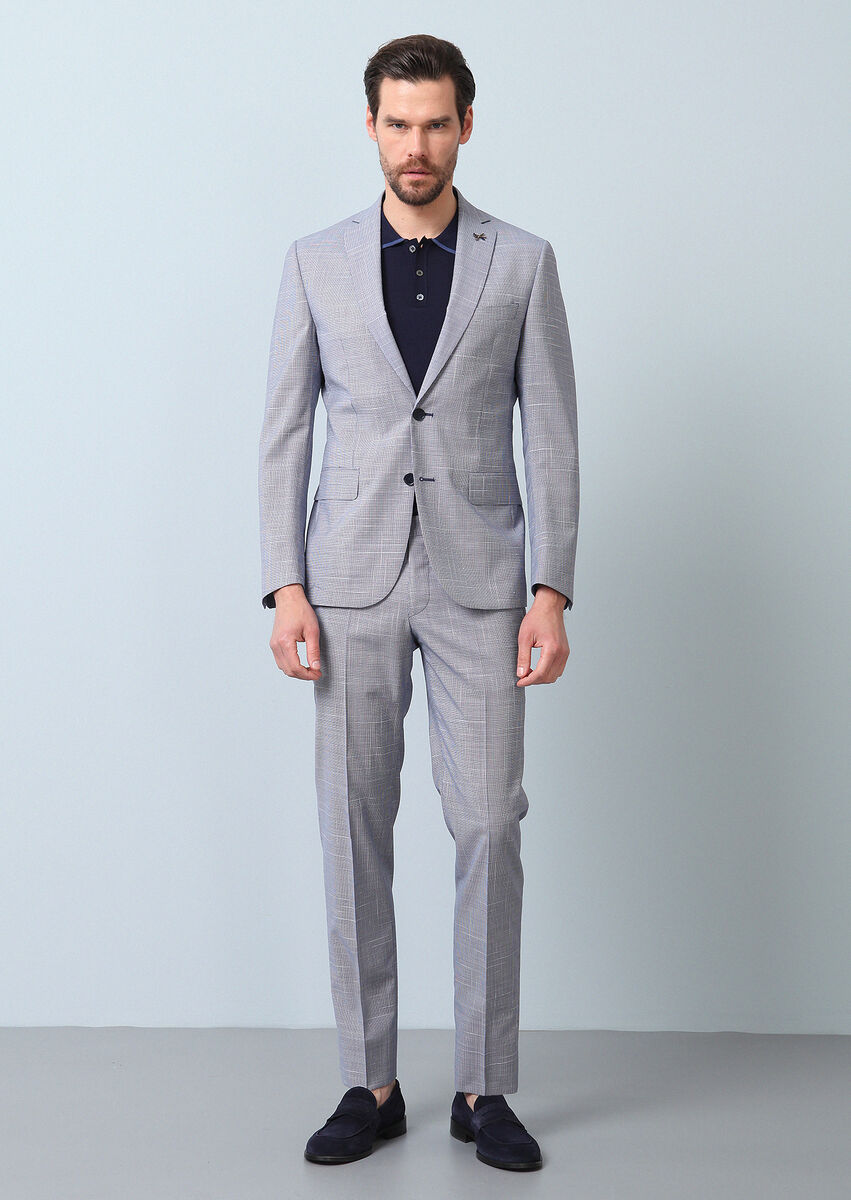 Lacivert Mikro Zeroweight Slim Fit %100 Yün Takım Elbise