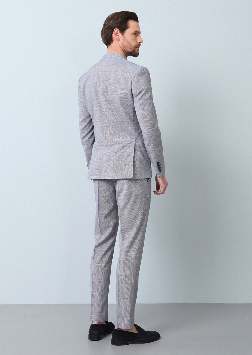 Lacivert Mikro Zeroweight Slim Fit %100 Yün Takım Elbise - Thumbnail