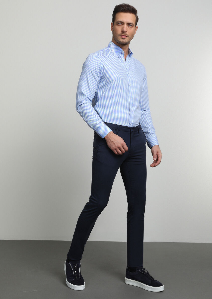 Lacivert Düz Dokuma Slim Fit Smart Casual Pantolon