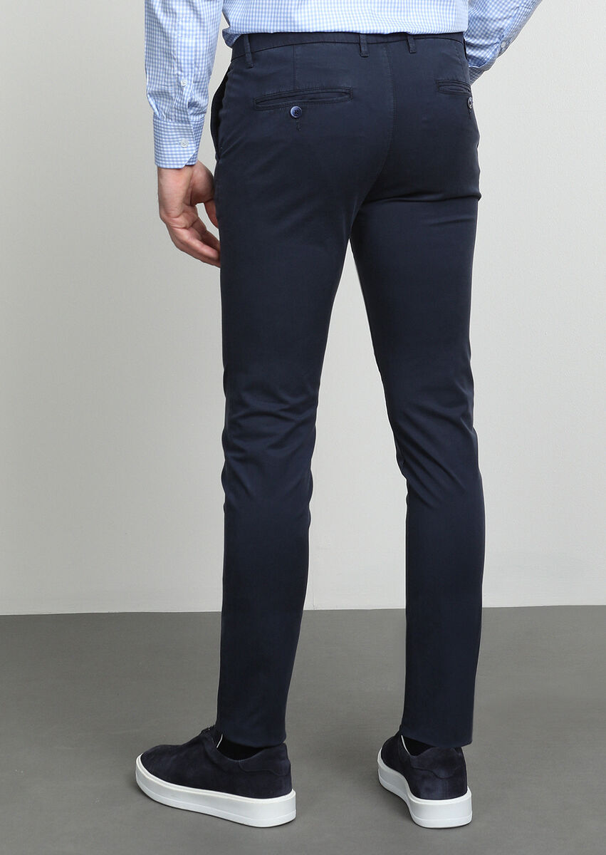 Lacivert Düz Dokuma Slim Fit Smart Casual Pantolon