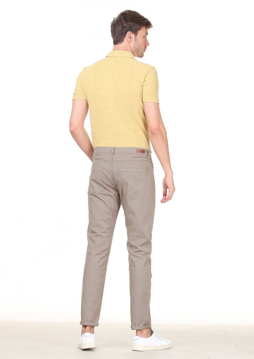 Açık Yeşil Düz Dokuma Slim Fit Casual Pamuk Karışımlı Pantolon
