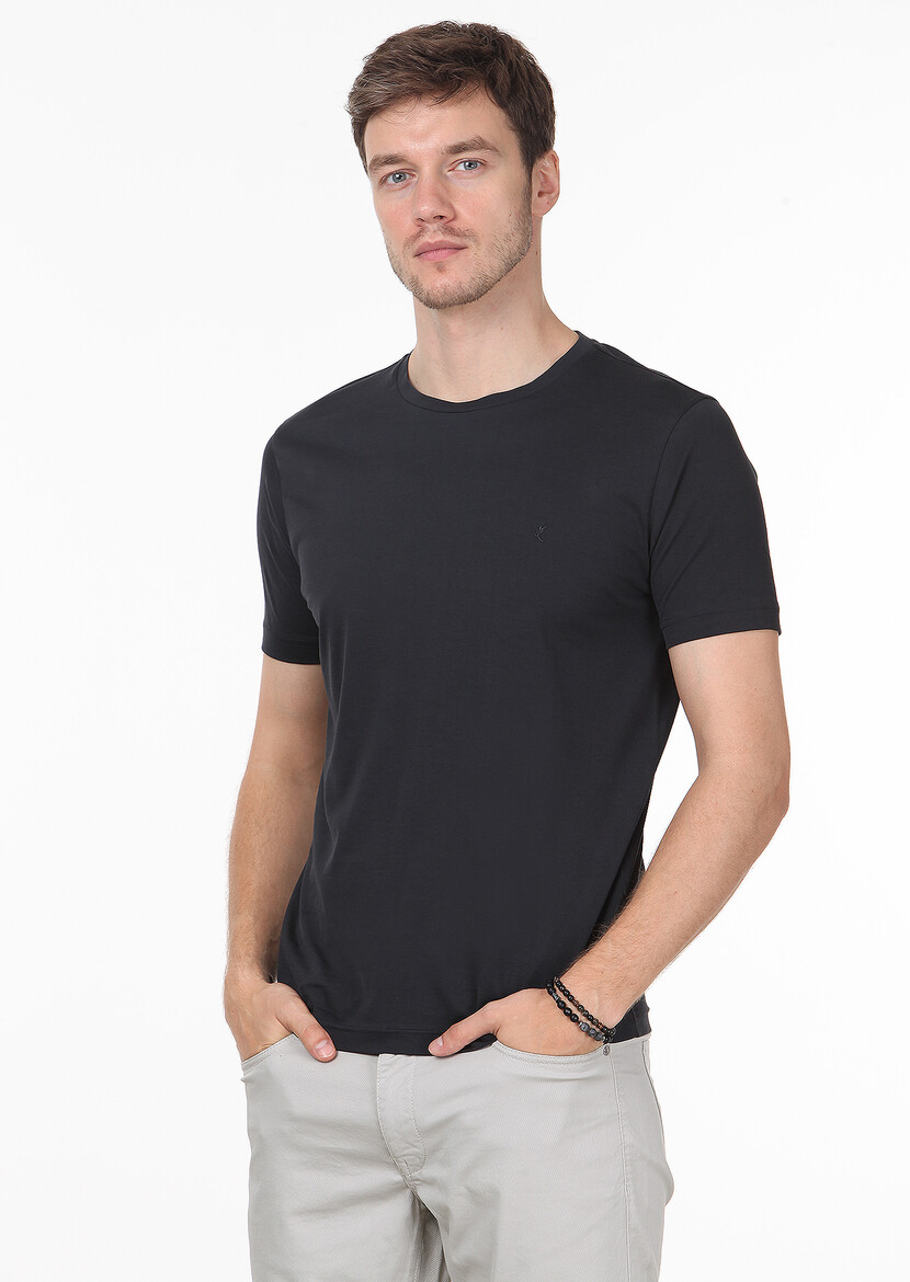 Siyah %100 Pamuk T-Shirt - Thumbnail