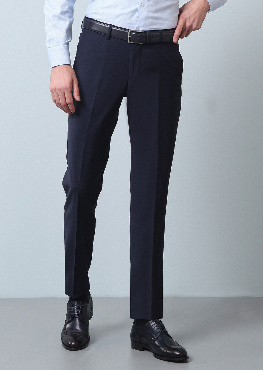 Saks Düz Kumaş Modern Fit Klasik Yün Karışımlı Pantolon