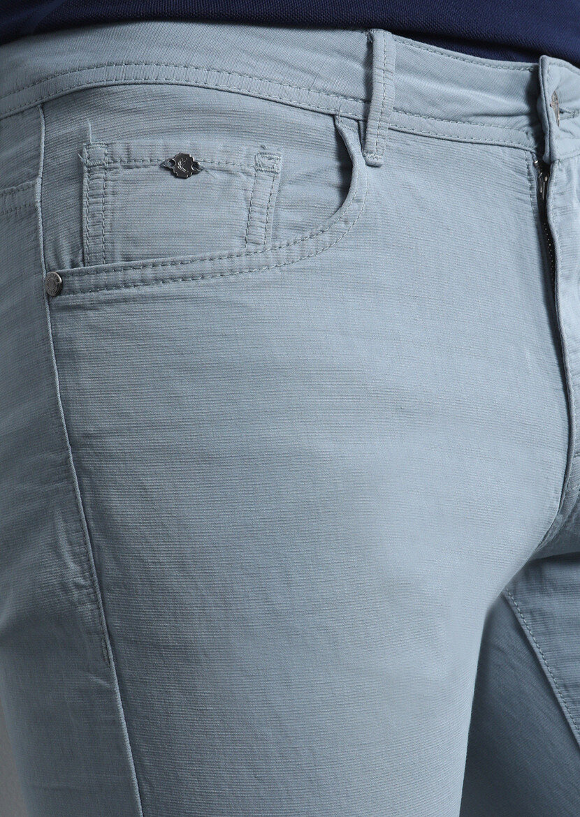 Mavi Mikro Dokuma Slim Fit Casual Pamuk Karışımlı Pantolon - Thumbnail
