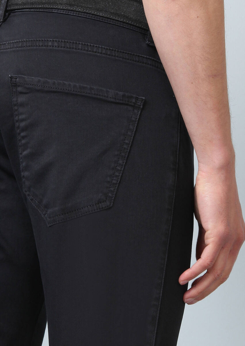 Antrasit Düz Dokuma Slim Fit Casual Pamuk Karışımlı Pantolon