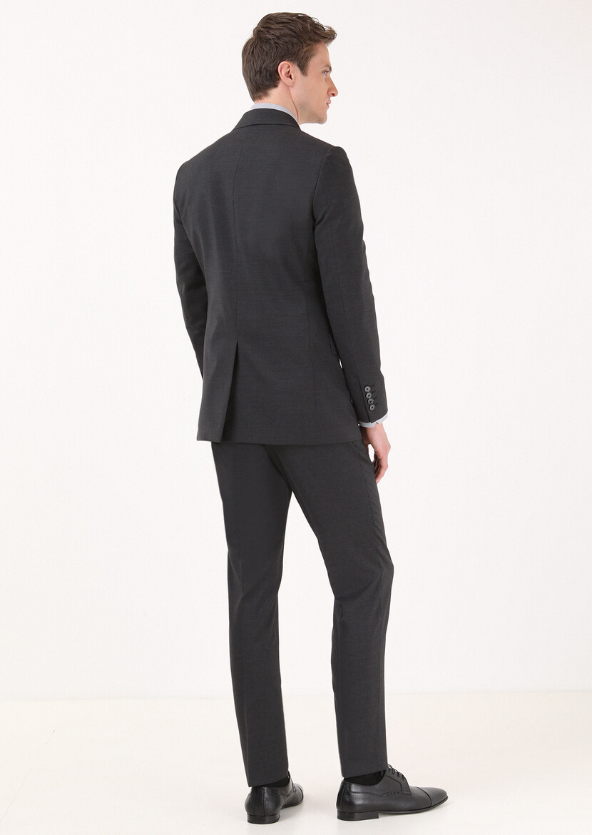 Antrasit Çizgili Thin&taller Slim Fit %100 Yün Takım Elbise - Thumbnail