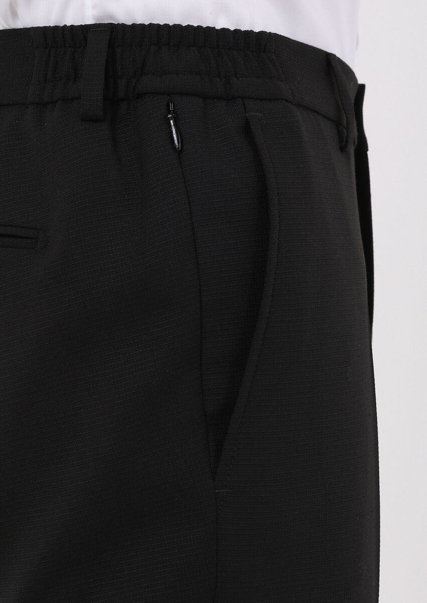 Siyah Mikro Modern Fit Yün Karışımlı Takım Elbise