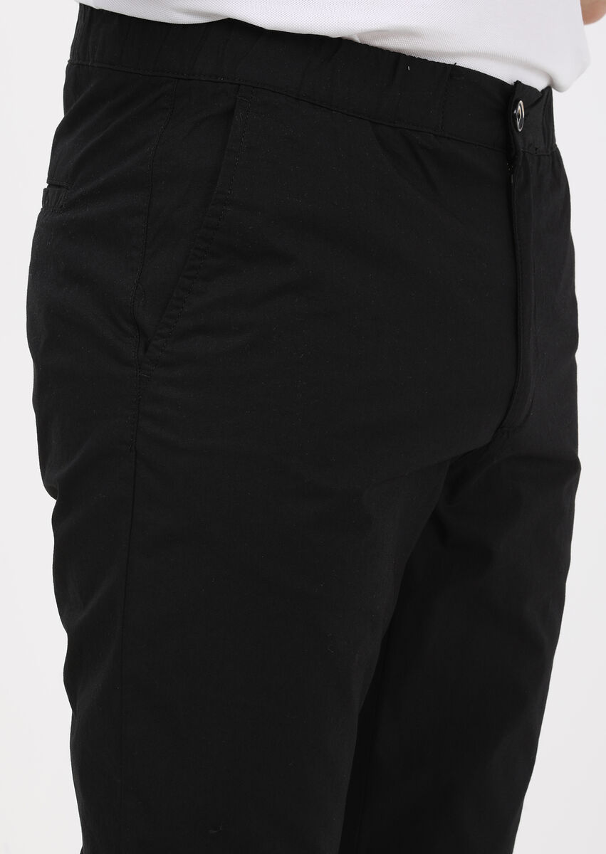 Siyah Düz Dokuma Jogging Fit Casual %100 Pamuk Pantolon