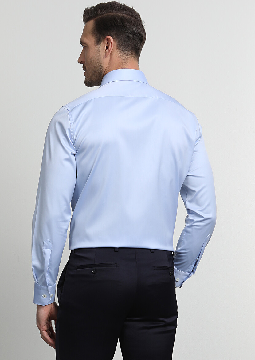 Mavi Regular Fit Ütü İstemeyen Dokuma Klasik %100 Pamuk Gömlek - Thumbnail