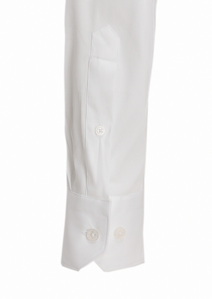 Beyaz Slim Fit Dokuma Klasik Pamuk Karışımlı Gömlek - Thumbnail