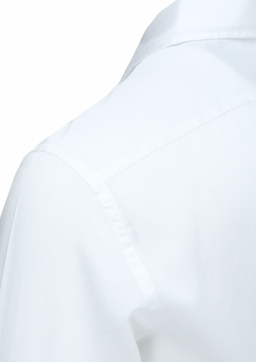 Beyaz Regular Fit Dokuma Casual Pamuk Karışımlı Gömlek