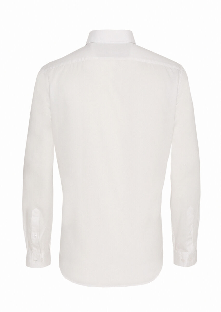 Beyaz Regular Fit Dokuma Casual Pamuk Karışımlı Gömlek