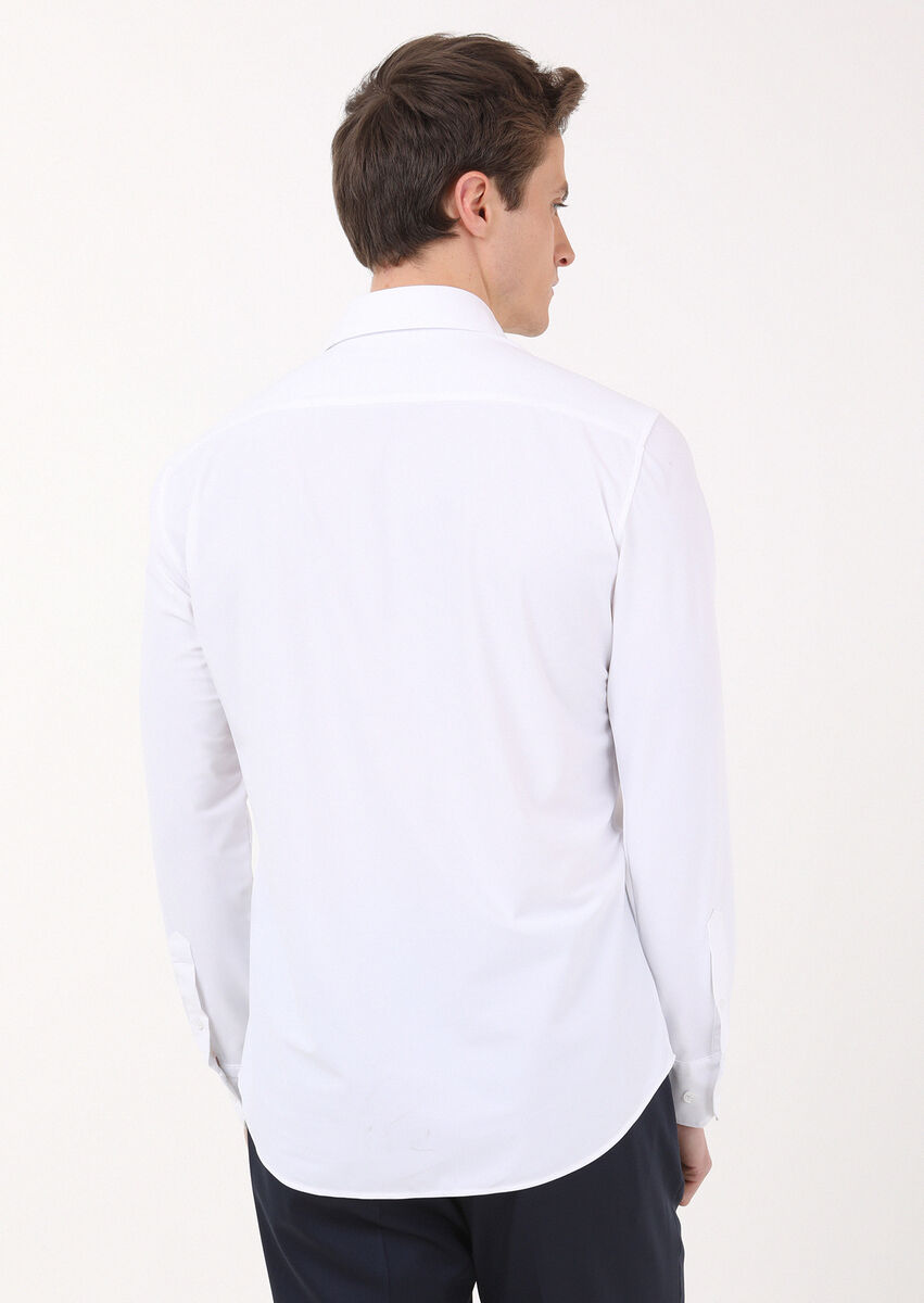 Beyaz Düz Regular Fit Dokuma Klasik Gömlek