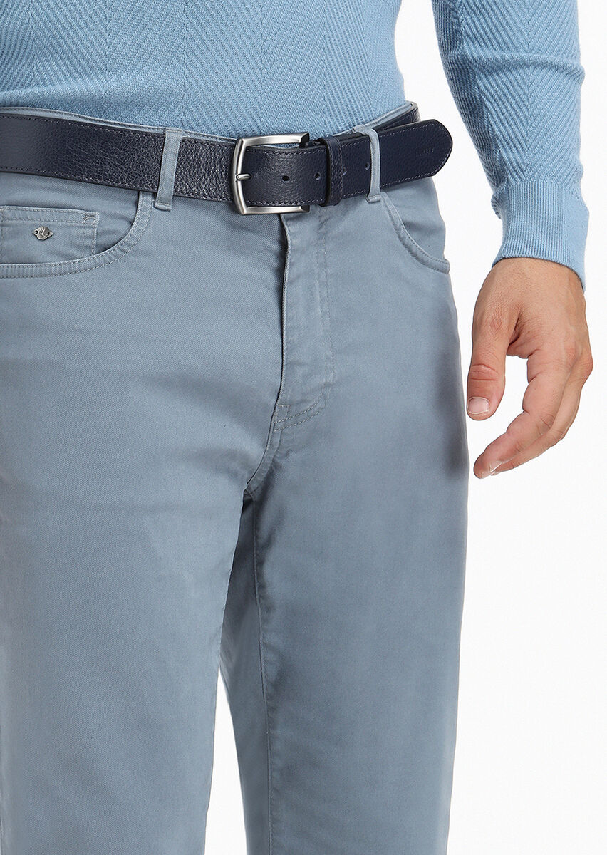 Mavi Düz Dokuma Slim Fit Casual Pantolon
