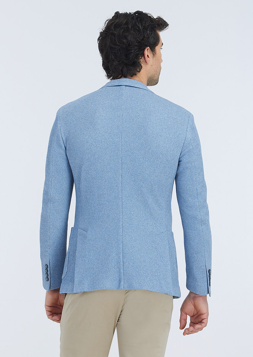 Mavi Desenli Shirt Shoulder Slim Fit Pamuk Karışımlı Örme Ceket