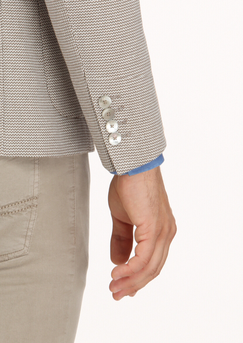 Vizon Desenli Shirt Shoulder Slim Fit Pamuk Karışımlı Ceket - Thumbnail