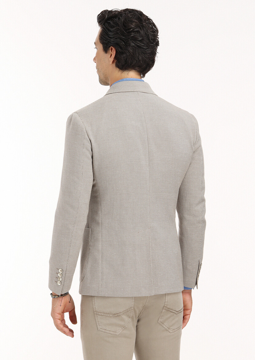 Vizon Desenli Shirt Shoulder Slim Fit Pamuk Karışımlı Ceket - Thumbnail
