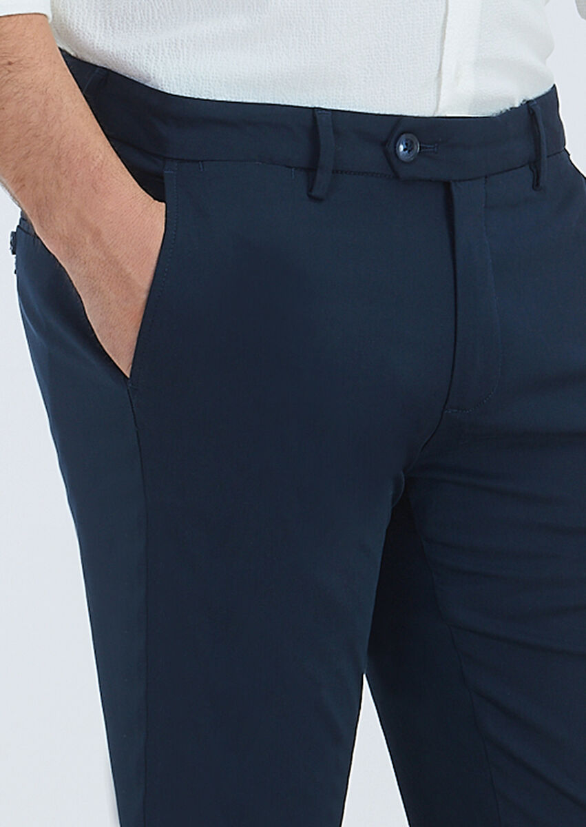 Lacivert Düz Dokuma Regular Fit Casual Pantolon