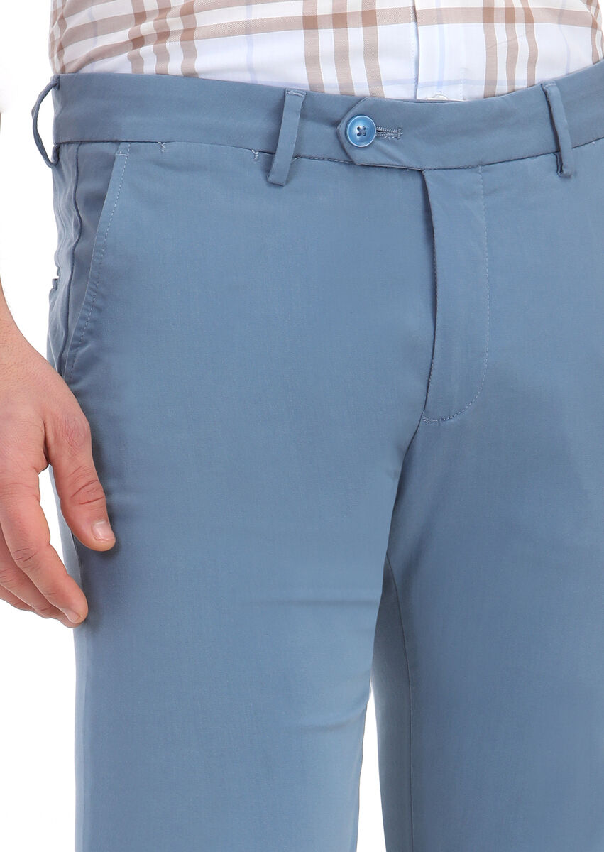 Koyu Mavi Düz Dokuma Slim Fit Casual Pantolon