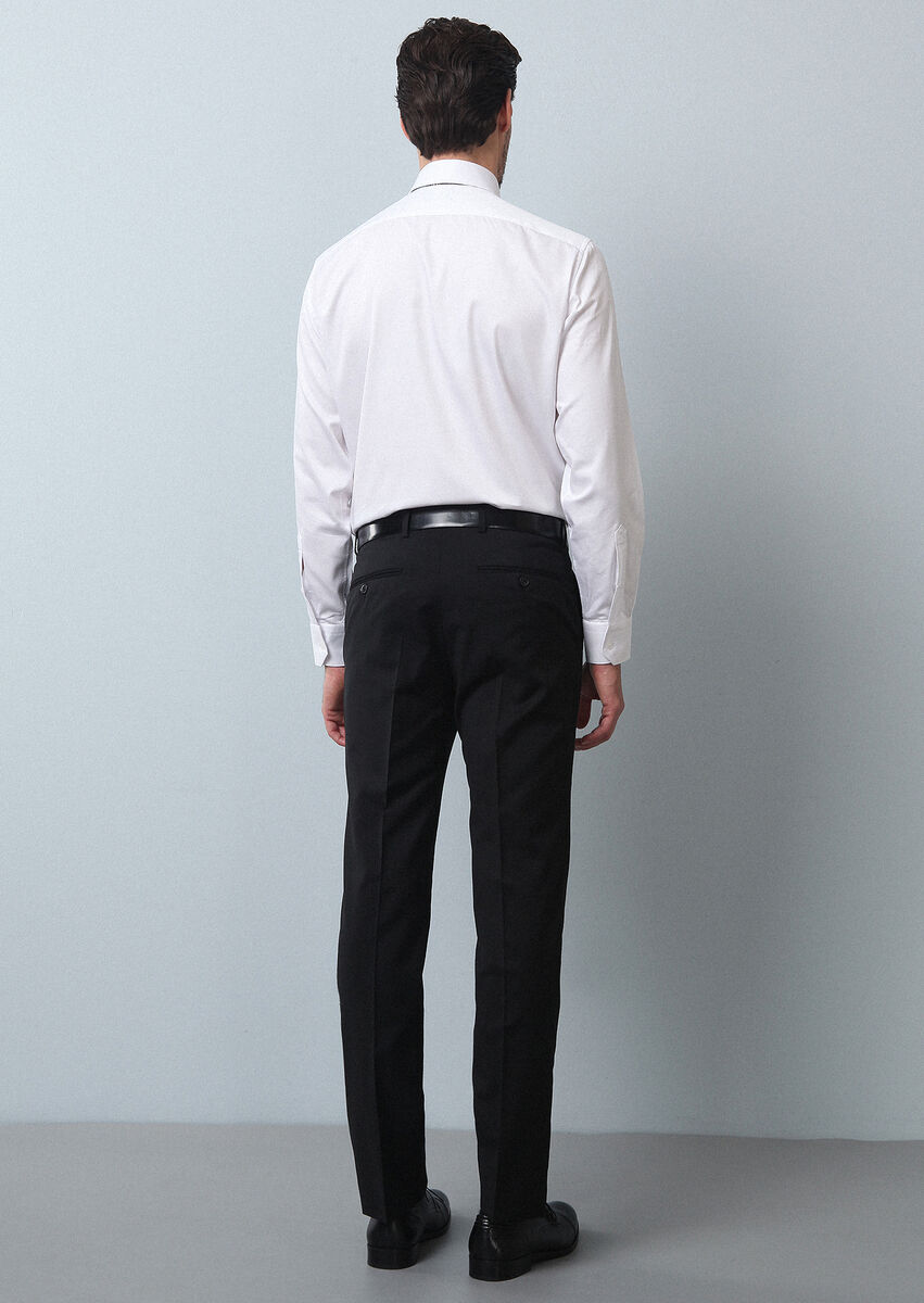 Siyah Düz Kumaş Klasik %100 Yün Pantolon