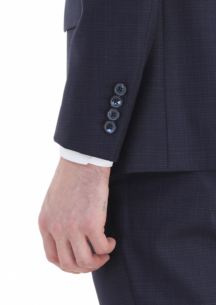 Lacivert Mikro Modern Fit %100 Yün Takım Elbise