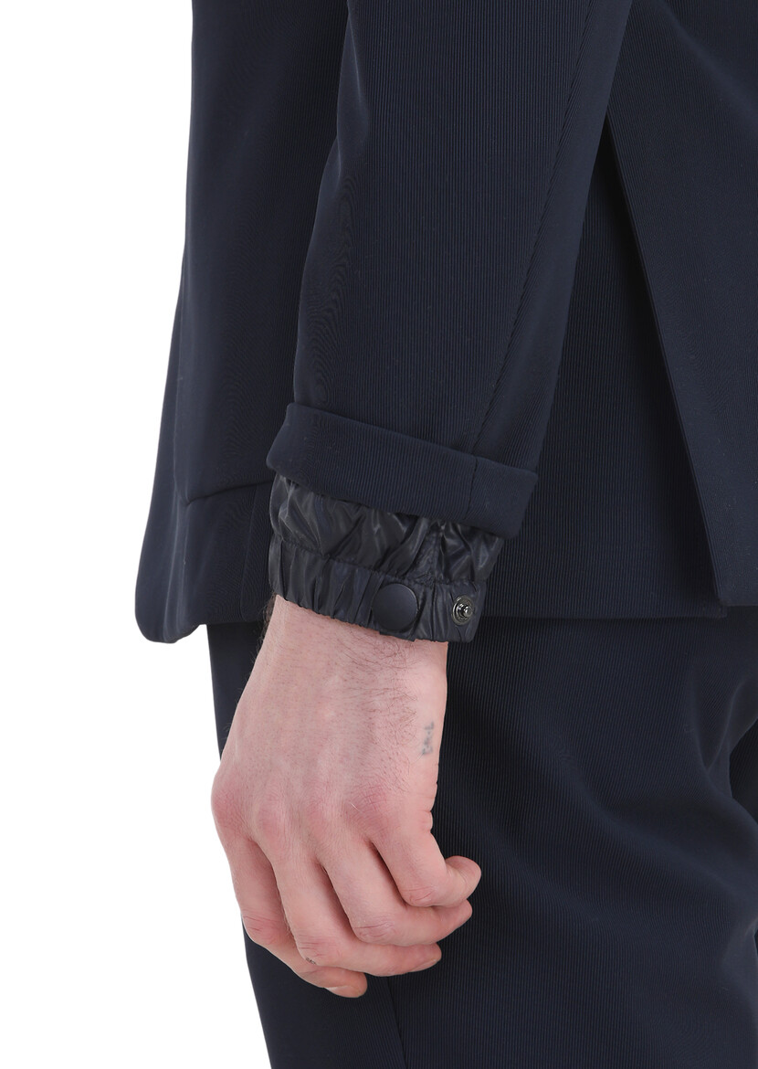 Lacivert Desenli Comfort Fit Örme Takım Elbise - Thumbnail