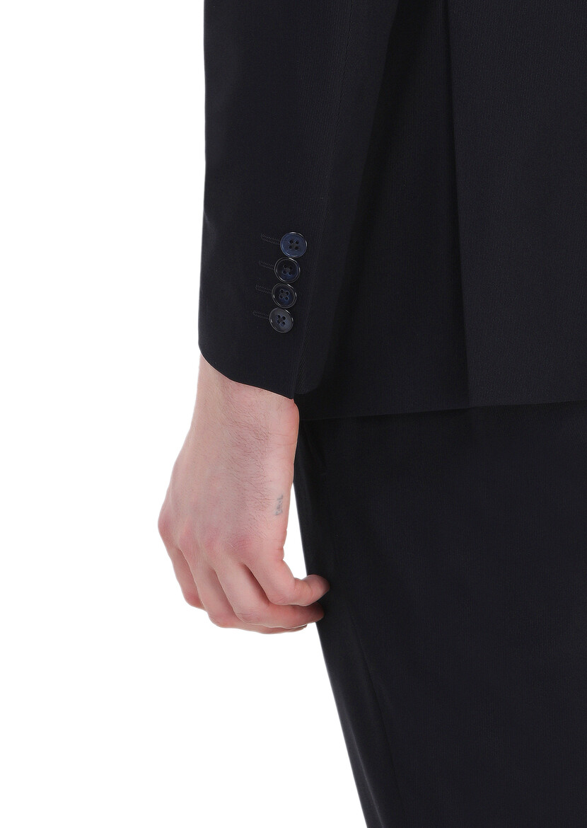 Siyah Mikro Comfort Fit Örme Takım Elbise - Thumbnail