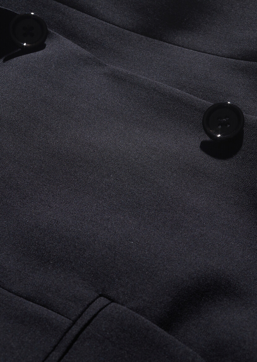 Siyah Desenli Regular Fit Yün Karışımlı Takım Elbise - Thumbnail